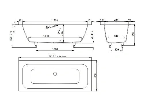 Ванна из искусственного камня Salini ORLANDA AXIS 190x80 покраска по RAL полностью 103211MF S-Sense Ванна из искусственного камня Salini ORLANDA AXIS 190x80 покраска по RAL полностью 103211MF S-Sense