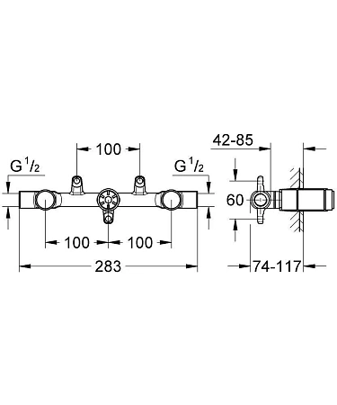Скрытая часть смесителя GROHE Ondus, двухвентильный (29025000) Скрытая часть смесителя GROHE Ondus, двухвентильный (29025000)