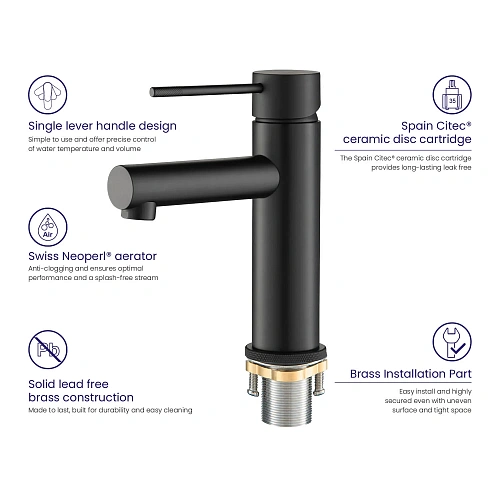 Смеситель для раковины Timo Saona 2361/03F черный Смеситель для раковины Timo Saona 2361/03F черный