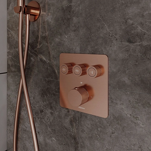 Смеситель для душа AQUAme AQM8812BC с термостатом встраиваемый, медь шлифованная Смеситель для душа AQUAme AQM8812BC с термостатом встраиваемый, медь шлифованная