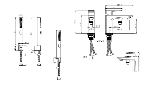 Смеситель на борт ванны Aquatek ВЕГА AQ1044BGM оружейная сталь Смеситель на борт ванны Aquatek ВЕГА AQ1044BGM оружейная сталь