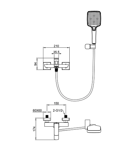 Смеситель для ванны Wonzon & Woghand FORZA темный графит (WW-639031-1-BGM) Смеситель для ванны Wonzon & Woghand FORZA темный графит (WW-639031-1-BGM)