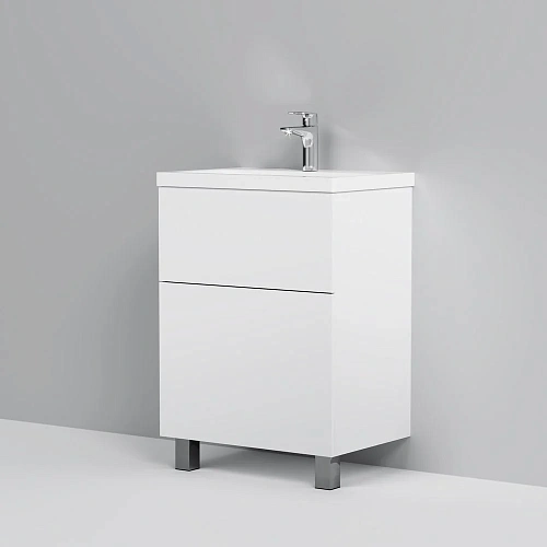 Тумба с раковиной AM.PM Gem M90-FSX0602-WC0602WG напольная, 60 см, 2 ящика push-to-open, белый Тумба с раковиной AM.PM Gem M90-FSX0602-WC0602WG напольная, 60 см, 2 ящика push-to-open, белый