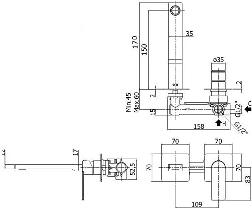Смеситель для раковины Paffoni Tango TA104ST70 (с внутренней частью) Смеситель для раковины Paffoni Tango TA104ST70 (с внутренней частью)