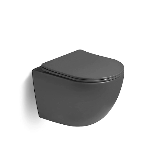 Унитаз подвесной Vincea Globo VT1-14STMA Торнадо антрацит матовый, ультратонкое сиденье микролифт Унитаз подвесной Vincea Globo VT1-14STMA Торнадо антрацит матовый, ультратонкое сиденье микролифт