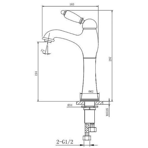 Смеситель для раковины Caprigo ADRIA-UNO 02-525-CRM Смеситель для раковины Caprigo ADRIA-UNO 02-525-CRM