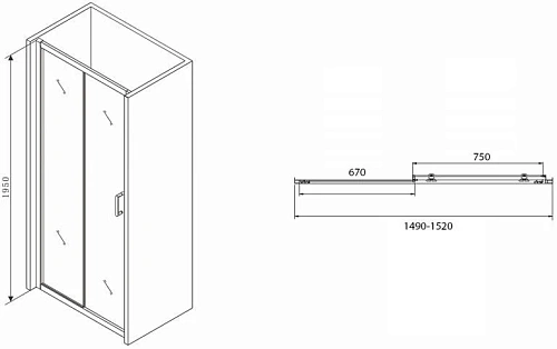 Душевая дверь ABBER Schwarzer Diamant AG30150B Душевая дверь ABBER Schwarzer Diamant AG30150B