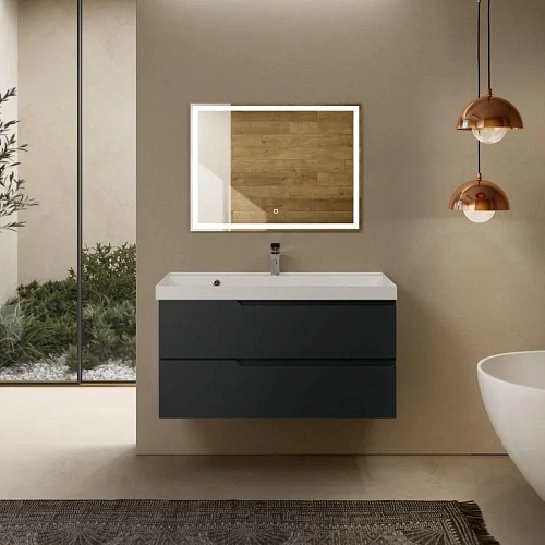 Тумба под раковину AQUAme AQM900310GM S3 подвесная 100 см антрацит Тумба под раковину AQUAme AQM900310GM S3 подвесная 100 см антрацит
