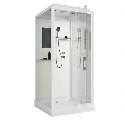 Душевая кабина Niagara Standart ST100/15Q (100х100х215) квадрат, поддон 15см, распашная, проф.белый Душевая кабина Niagara Standart ST100/15Q (100х100х215) квадрат, поддон 15см, распашная, проф.белый