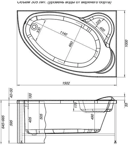 Акриловая ванна Aquanet Mayorca 150x100 R (с каркасом) 00205438 Акриловая ванна Aquanet Mayorca 150x100 R (с каркасом) 00205438