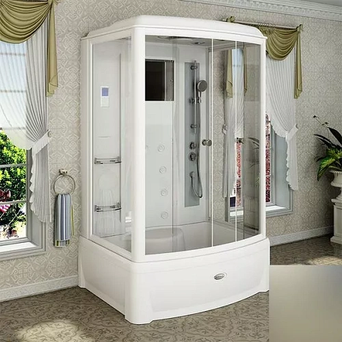 Душевая кабина Radomir Диана 108х139 1-05-1-0-0-0651 высокий поддон с каркасом, слив-перелив, функция Пар, FM-приемник, освещение, вентиляция, профиль белый Душевая кабина Radomir Диана 108х139 1-05-1-0-0-0651 высокий поддон с каркасом, слив-перелив, функция Пар, FM-приемник, освещение, вентиляция, профиль белый