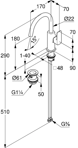 Смеситель для раковины Kludi RENON 420270575 хром Смеситель для раковины Kludi RENON 420270575 хром