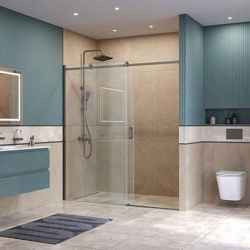 Душевая дверь BelBagno SOFT_CLOSE-2-BF-1-180-C-GM 180 см, профиль оружейная сталь, стекло прозрачное Душевая дверь BelBagno SOFT_CLOSE-2-BF-1-180-C-GM 180 см, профиль оружейная сталь, стекло прозрачное