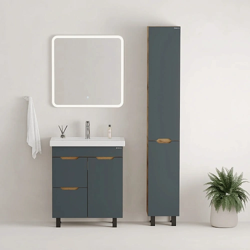 Тумба под раковину Onika Айленд 70 см 107069 напольная, графит/дуб крафт золотой, с корзиной (для Фостер 70) Тумба под раковину Onika Айленд 70 см 107069 напольная, графит/дуб крафт золотой, с корзиной (для Фостер 70)