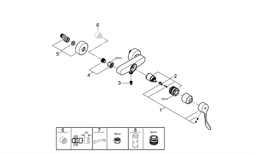 Смеситель для душа GROHE Eurosmart (25244003) Смеситель для душа GROHE Eurosmart (25244003)