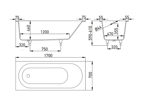 Ванна из искусственного камня Salini ORNELLA 170х80 102314MN Ванна из искусственного камня Salini ORNELLA 170х80 102314MN
