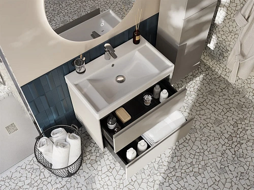 Тумба под раковину Roca Ona 800 бежево-серый матовый 2 ящика A857630510 Тумба под раковину Roca Ona 800 бежево-серый матовый 2 ящика A857630510