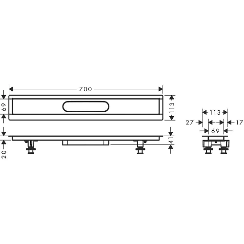 Монтажный набор для внешней части слива для душа Hansgrohe RainDrain, 70 см 56011180 Монтажный набор для внешней части слива для душа Hansgrohe RainDrain, 70 см 56011180