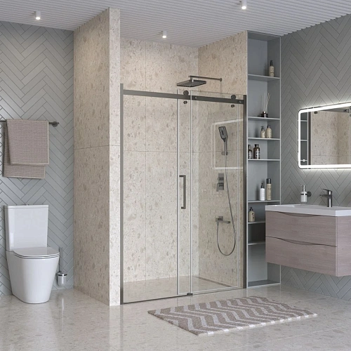 Душевая дверь BelBagno MARINO-2-BF-1-150-C-GM 150 см, профиль оружейная сталь, стекло прозрачное Душевая дверь BelBagno MARINO-2-BF-1-150-C-GM 150 см, профиль оружейная сталь, стекло прозрачное