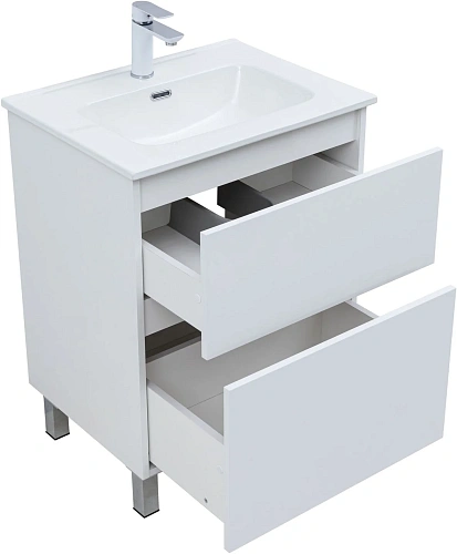 Тумба под раковину Aquanet Вега 60 00344121 напольная, белый глянец Тумба под раковину Aquanet Вега 60 00344121 напольная, белый глянец