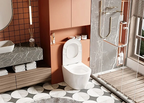 Унитаз приставной ABBER Bequem AC1113 белый, безободковый с крышкой микролифт Унитаз приставной ABBER Bequem AC1113 белый, безободковый с крышкой микролифт