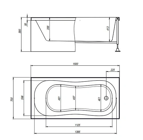 Акриловая ванна Timo INKA1570 150x70x58 с каркасом, слив-переливом и фронтальной панелью Акриловая ванна Timo INKA1570 150x70x58 с каркасом, слив-переливом и фронтальной панелью