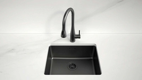 Кухонная мойка Paulmark YUNI 54 UN YU54-MBN, матовый черный NANO-PVD, 540х440мм Кухонная мойка Paulmark YUNI 54 UN YU54-MBN, матовый черный NANO-PVD, 540х440мм