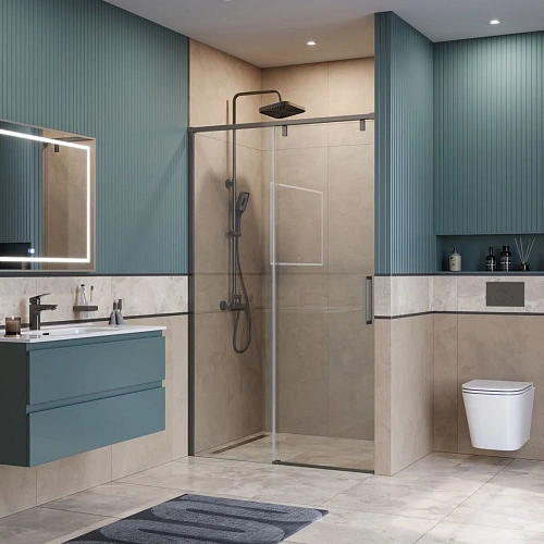 Душевая дверь BelBagno SOFT_CLOSE-1-BF-1-120-C-GM 120 см, профиль оружейная сталь, стекло прозрачное Душевая дверь BelBagno SOFT_CLOSE-1-BF-1-120-C-GM 120 см, профиль оружейная сталь, стекло прозрачное