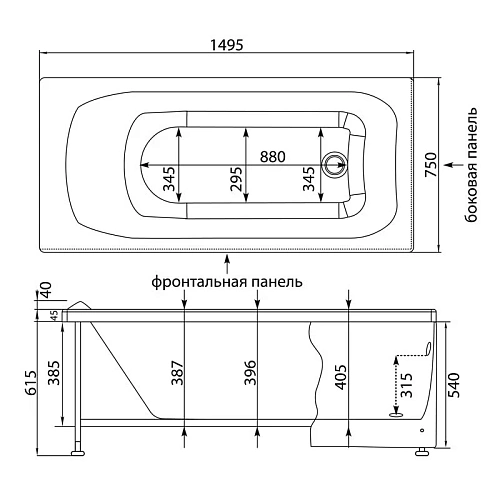 Каркас для ванны Aquanet Rosa 150x75 00204029 Каркас для ванны Aquanet Rosa 150x75 00204029