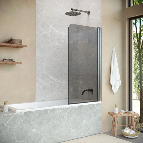 Шторка на ванну Vegas-glass EV NOVO 70 11 07 700 мм, профиль оружейная сталь, стекло графит Шторка на ванну Vegas-glass EV NOVO 70 11 07 700 мм, профиль оружейная сталь, стекло графит