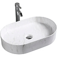 Картинка анонса товара «раковина ceruttispa cr0055b mmw1 500х350х120 накладная, мрамор матовый белый, овальная»