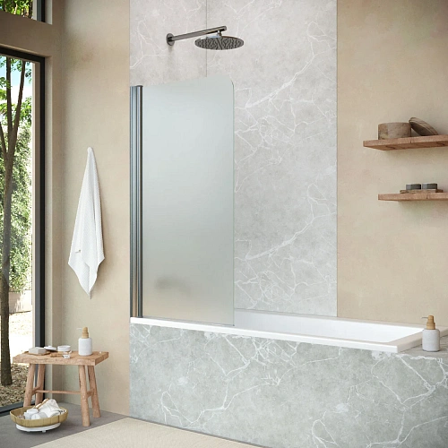 Шторка на ванну Vegas-glass EV NOVO 76 11 10 L 760 мм, профиль оружейная сталь, стекло сатин Шторка на ванну Vegas-glass EV NOVO 76 11 10 L 760 мм, профиль оружейная сталь, стекло сатин