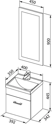Комплект мебели Aquanet Нота NEW 40 лайт белый 00231063 Комплект мебели Aquanet Нота NEW 40 лайт белый 00231063