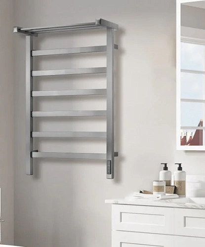 Полотенцесушитель электрический Teso Azaro Line Cube с полкой Z5080FJ63NB никель Полотенцесушитель электрический Teso Azaro Line Cube с полкой Z5080FJ63NB никель