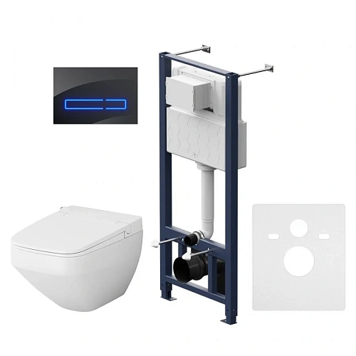 Комплект инсталляции AM.PM Inspire V2.0 IS450A38.CCC50A с унитазом FlashСlean, с электронной крышкой-биде СleanСare и клавишей хром Комплект инсталляции AM.PM Inspire V2.0 IS450A38.CCC50A с унитазом FlashСlean, с электронной крышкой-биде СleanСare и клавишей хром