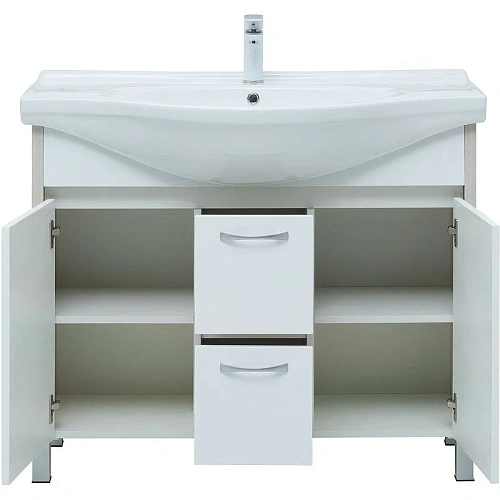 Тумба под раковину Aquanet Донна 100 белый дуб/белый (2 дверцы, 2 ящика) 00274164 Тумба под раковину Aquanet Донна 100 белый дуб/белый (2 дверцы, 2 ящика) 00274164