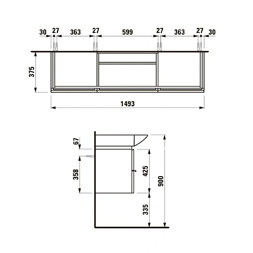 Тумба под раковину Laufen Palace New 0135.2 (4.0135.2.075.463.1) 1493x375x462мм, белая матовая Тумба под раковину Laufen Palace New 0135.2 (4.0135.2.075.463.1) 1493x375x462мм, белая матовая