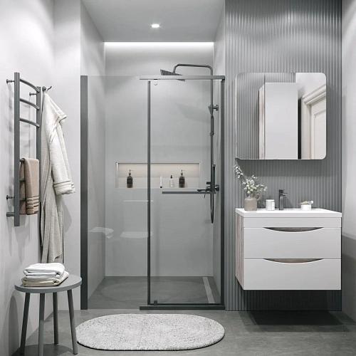 Душевая дверь GROSSMAN Pragma 100.K33.03.100.42.00 (100x195) графит сатин, стекло прозрачное Душевая дверь GROSSMAN Pragma 100.K33.03.100.42.00 (100x195) графит сатин, стекло прозрачное