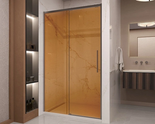 Душевая дверь Vincea Stella VDS-1ST120GSGM 1200 вороненая сталь, стекло янтарь Душевая дверь Vincea Stella VDS-1ST120GSGM 1200 вороненая сталь, стекло янтарь