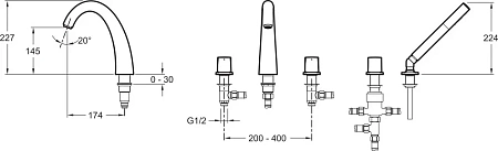 Смеситель на борт ванны Jacob Delafon Elevation E18876-CP Смеситель на борт ванны Jacob Delafon Elevation E18876-CP