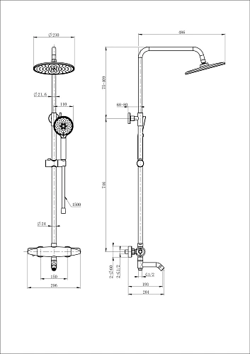 Душевая система Wonzon & Woghand с термостатом, белый матовый (WW-B3031-A3-MW) Душевая система Wonzon & Woghand с термостатом, белый матовый (WW-B3031-A3-MW)