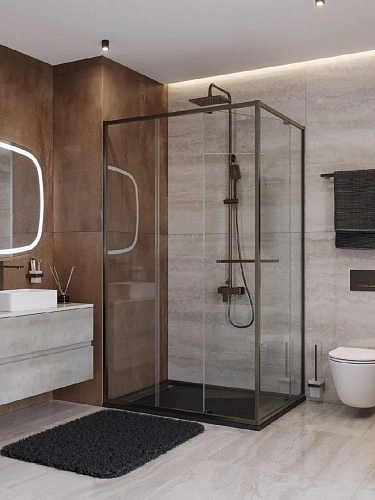 Душевой уголок CEZARES LUX-AH-FS-11-110/100-C-GM 110x100 см, профиль оружейная сталь, стекло прозрачное Душевой уголок CEZARES LUX-AH-FS-11-110/100-C-GM 110x100 см, профиль оружейная сталь, стекло прозрачное