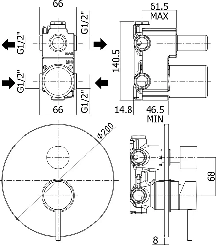 Смеситель для душа Paffoni Light LIG018NO (с внутренней частью) Смеситель для душа Paffoni Light LIG018NO (с внутренней частью)