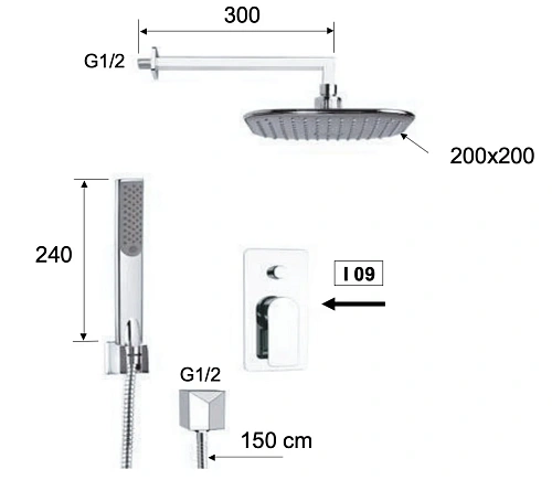 Душевая система Remer Infinity I09S02 Душевая система Remer Infinity I09S02