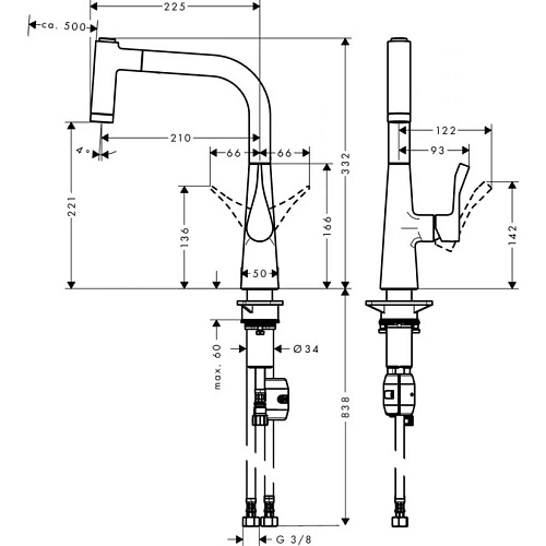 Смеситель для кухни hansgrohe Metris 14834800 Смеситель для кухни hansgrohe Metris 14834800