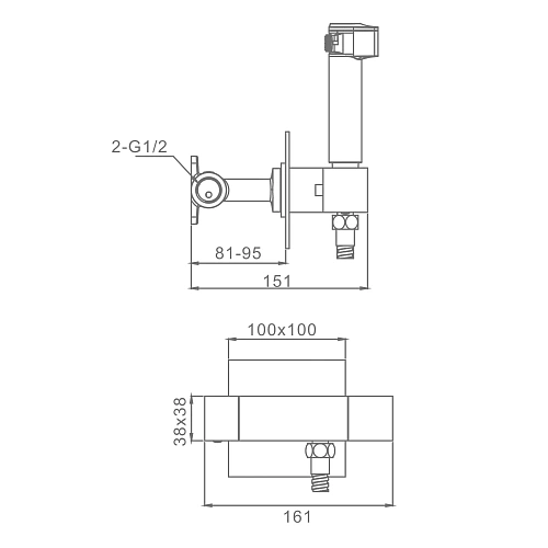 Гигиенический душ Raglo R24.56.06 встраиваемый с термостатом, черный Гигиенический душ Raglo R24.56.06 встраиваемый с термостатом, черный