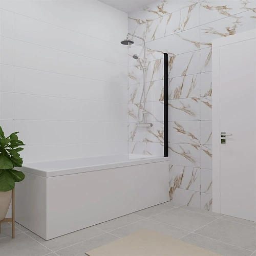 Шторка на ванну DIWO Анапа распашная 75х140, профиль черный матовый 569212 Шторка на ванну DIWO Анапа распашная 75х140, профиль черный матовый 569212