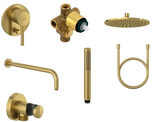 Душевая система Kludi BOZZ 38736N076 встраиваемая, брашированное золото Душевая система Kludi BOZZ 38736N076 встраиваемая, брашированное золото