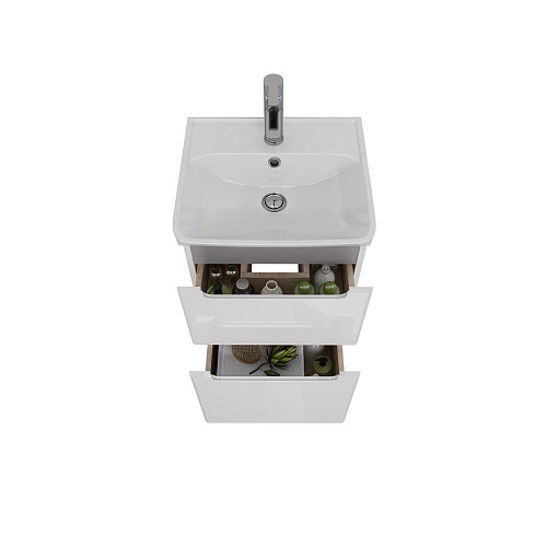 Тумба под раковину Lemark BUNO 45 см подвесная/напольная, серый/белый LM04B45T Тумба под раковину Lemark BUNO 45 см подвесная/напольная, серый/белый LM04B45T