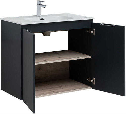 Тумба под раковину Aquanet Алвита New 80 2 дверцы, антрацит 00277527 Тумба под раковину Aquanet Алвита New 80 2 дверцы, антрацит 00277527